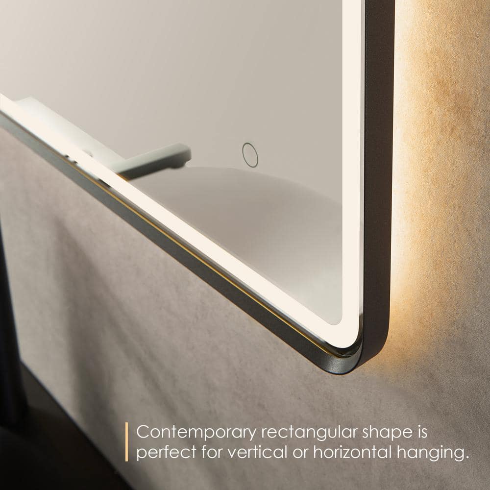 Viaggi 48" Silver and Gold LED Lighted Bathroom Vanity Mirror