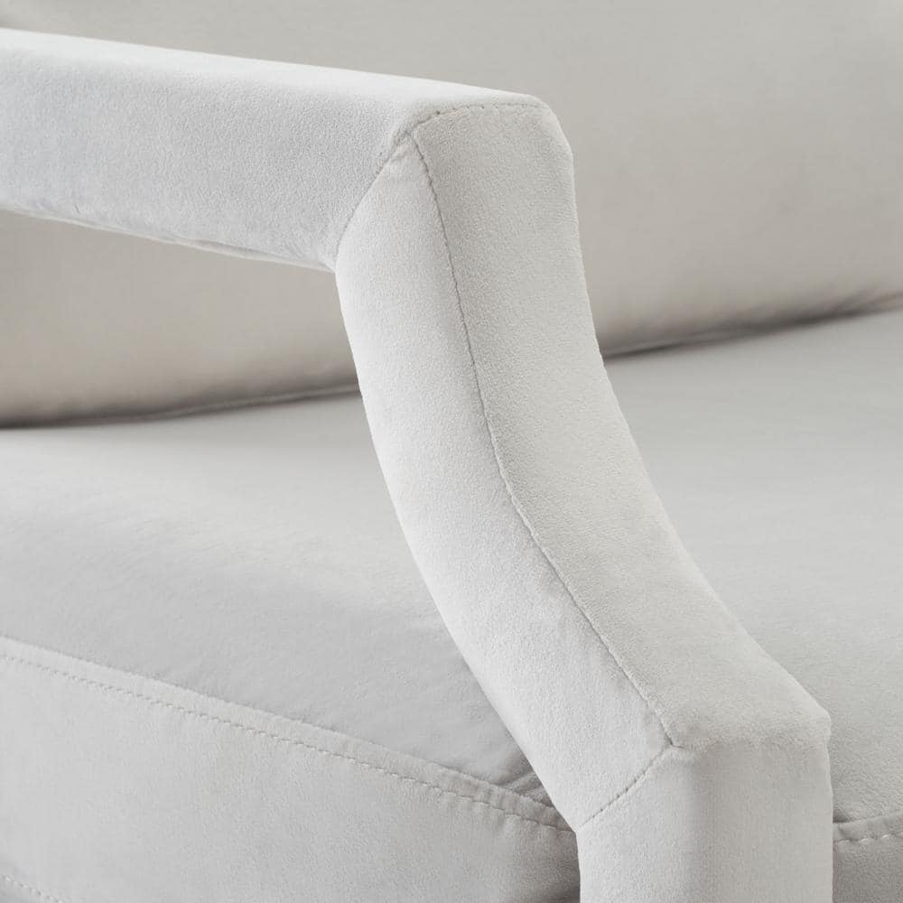 Light Grey Velvet Wood Spot Accent Armchair