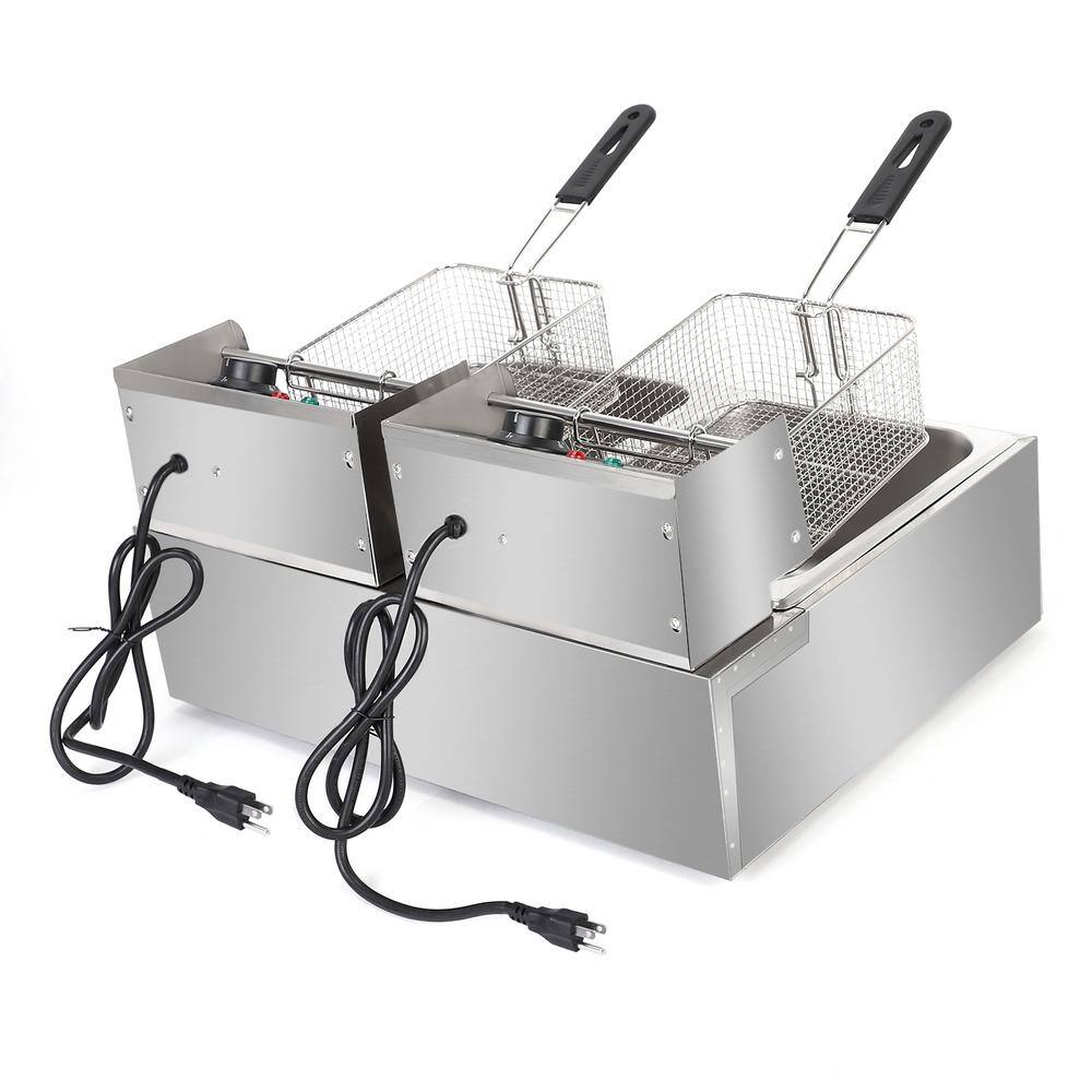 12.7QT Stainless Steel Dual Basket Electric Deep Fryer