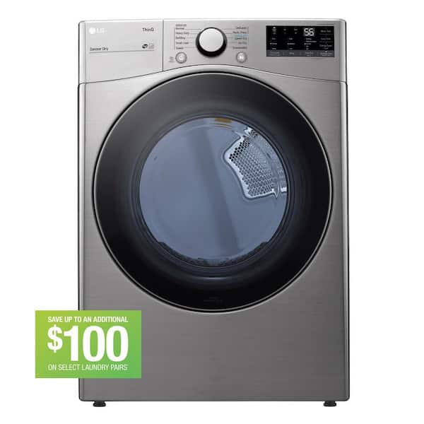 LG 7.4 cu. ft. Large Capacity vented Smart Stackable Gas Dryer with Sensor Dry in Graphite Steel