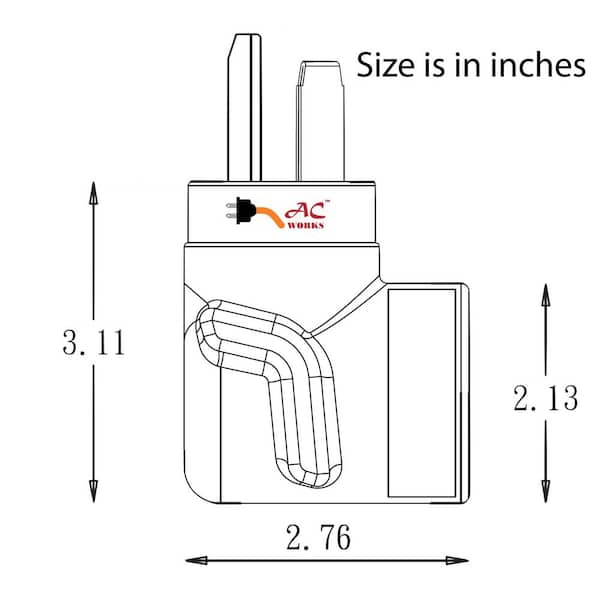 AC WORKS 30 Amp 3-Prong 10-30P Dryer Plug to L6-30R 30 Amp 250-Volt Locking Female Adapter AD1030L630