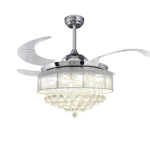 GeoLux 42 in. Indoor Retractable Blade Silver Ceiling Fan with LED Lights, Comes with Remote Control