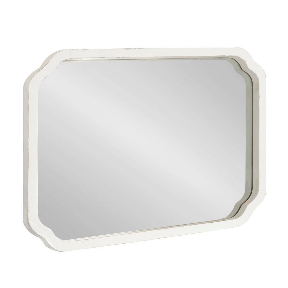 White Rectangular Solid Wood Bathroom Vanity Mirror