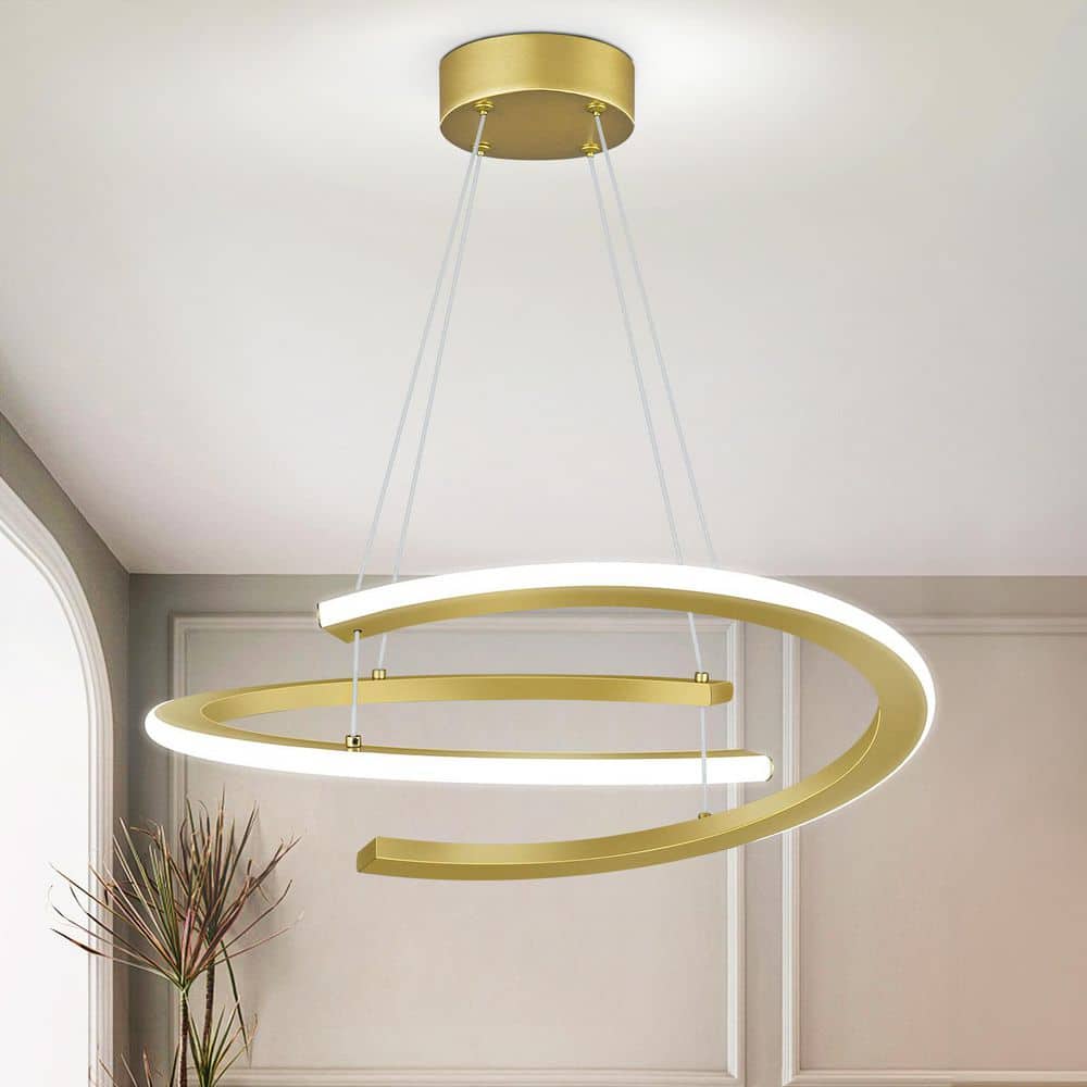 Home Lighting 20. 4 in. M-External Glow Gold Height Adjustable LED Pendant Light Chandeliers for Dining Room price history on PriceWatchPro