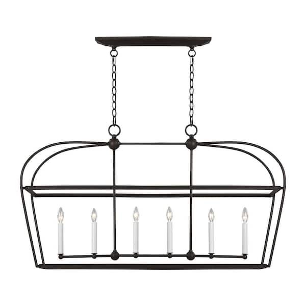 Generation Lighting Stonington Linear 6-Light Smith Steel Lantern Pendant Light