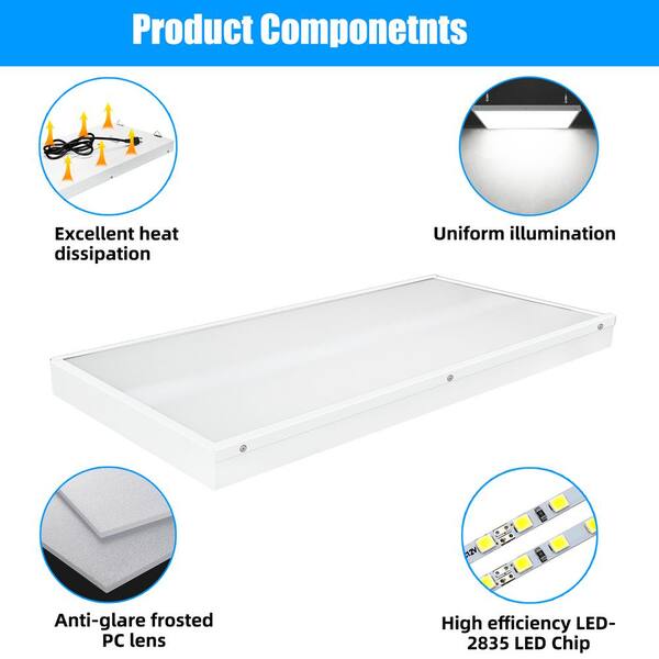 WYZM 2 ft. 400-Watt Equivalent Integrated LED White Shop High Bay Light with 16000 Lumens 5000K