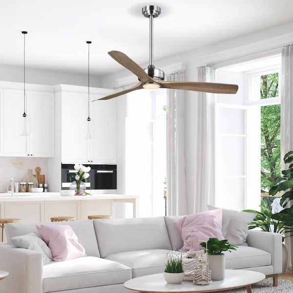 Bayshire 52 in. LED Indoor/Outdoor Brushed Nickel Ceiling Fan with Remote Control and White Color Changing Light Kit