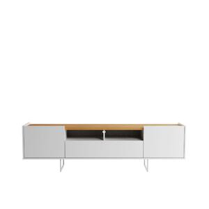 Winston 70.86 in. White and Cinnamon TV Stand Fits TV's up to 65 in. with Cable Management