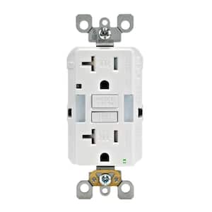 20 Amp Self-Test SmartlockPro Combo Duplex Guide Light and Tamper Resistant GFCI Outlet, White