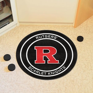 Rutgers Black 2 ft. Round Hockey Puck Accent Rug