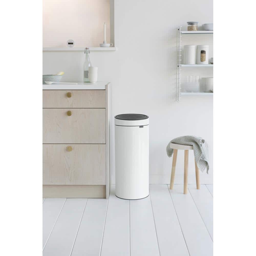 White Stainless Steel 30L Fingerprint Resistant Round Bin