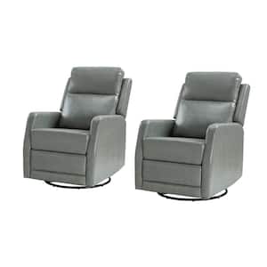 Coral Classic Sage Upholstered Rocker Wingback Swivel Recliner with Metal Base (Set of 2)