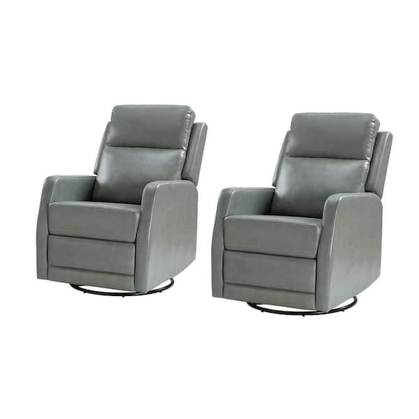 JAYDEN CREATION Coral Classic Sage Upholstered Rocker Wingback Swivel Recliner with Metal Base (Set of 2)