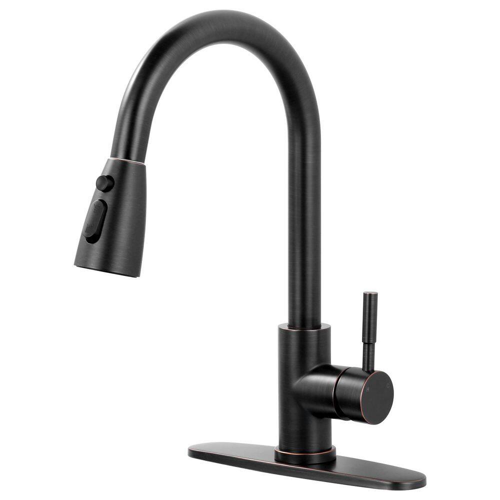 15.3 in. 3-Mode Single Handle Stainless Steel Pull Down Sprayer Kitchen Faucet with Swivel Spout in Oil Rubbed Bronze price history on PriceWatchPro