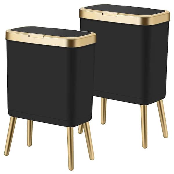 4 Gallon Rectanglel Plastic Trash Can,Black,2Pack