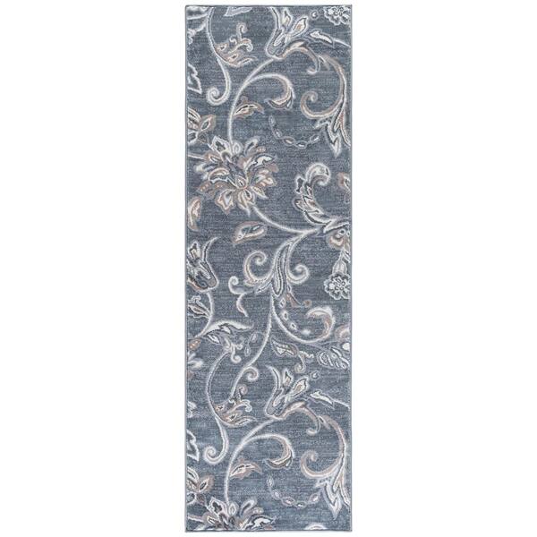 Madison Floral Dark Gray 2 ft. x 10 ft. Indoor Runner Rug