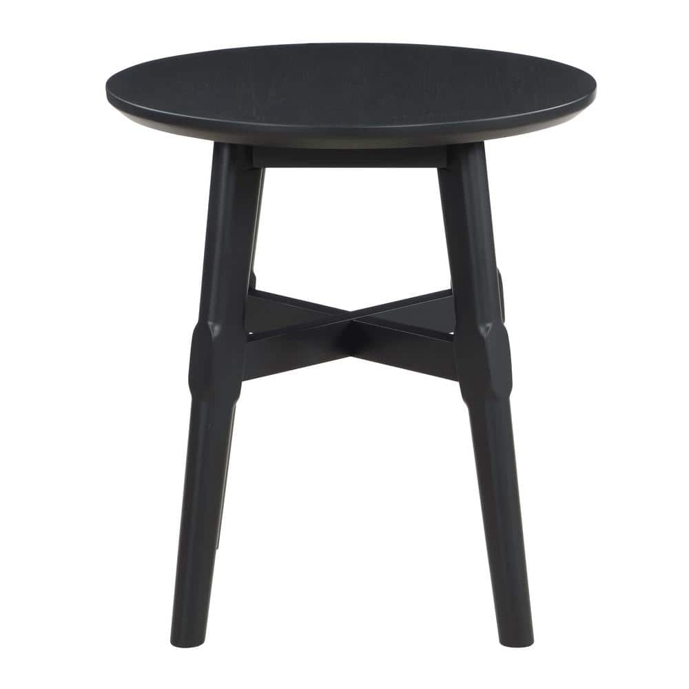 Oslo Black Round Wood Mid-Century Modern End Table