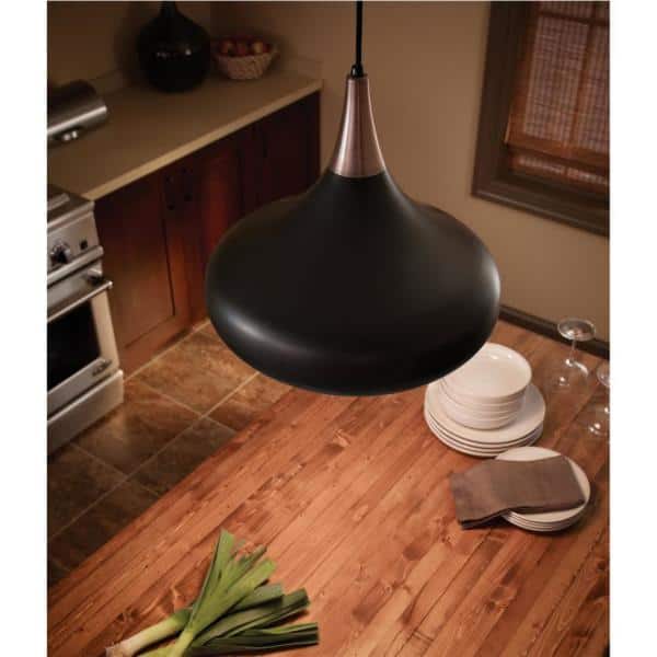 Belle Black and Silver Medium Pendant Light with Adjustable Height