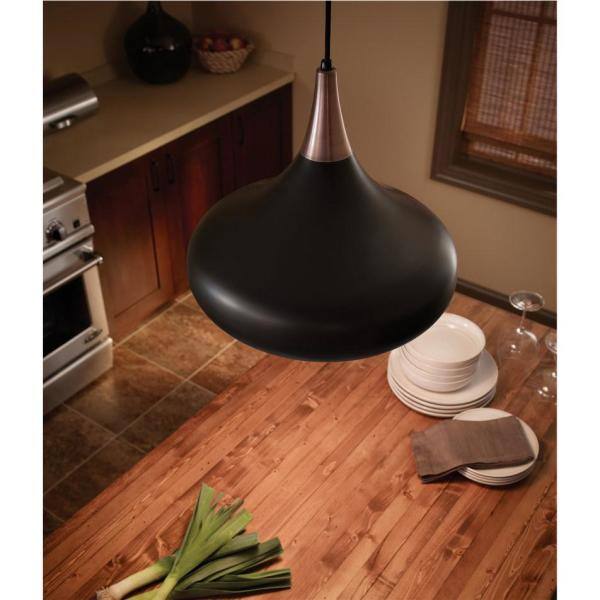 Beso Dark Bronze Steel Pendant Light with Crystal Accent