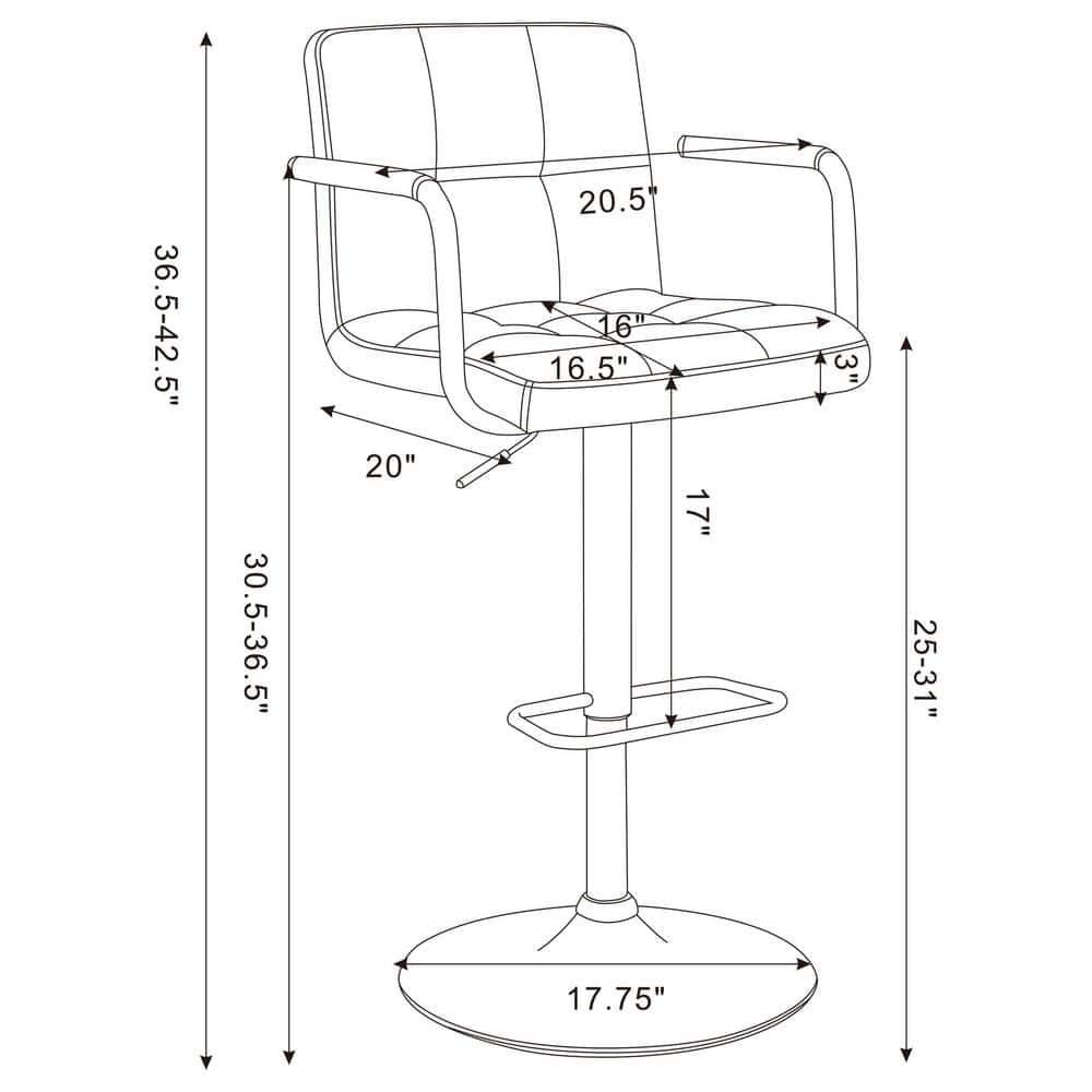 Gray Adjustable Swivel Bar Stool with Chrome Base