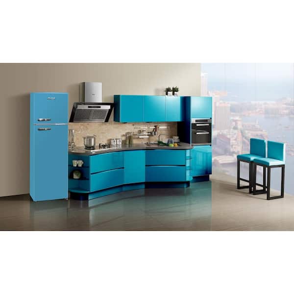RCA RFR1055-BLUE, Retro 2 Door Apartment Size Refrigerator with Freezer,  10, Blue, cu ft