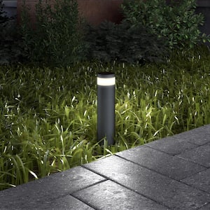Swirl Low-Voltage Black 150 Lumens Hardwired Integrated LED Modern Outdoor Garden and Pathway Bollard Light