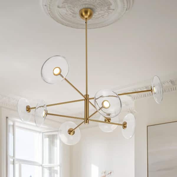 HUOKU Toluo 8-Light 41.3 in. W Brushed Gold Integrated LED Modern