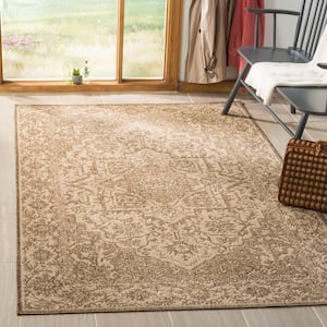 Linden Cream/Beige 5 ft. x 8 ft. Floral Medallion Border Area Rug