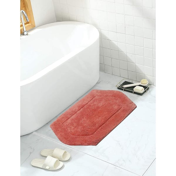 HOME WEAVERS INC Waterford Collection 100% Cotton Tufted Bath Rug, 17 x 24 Rectangle, Coral