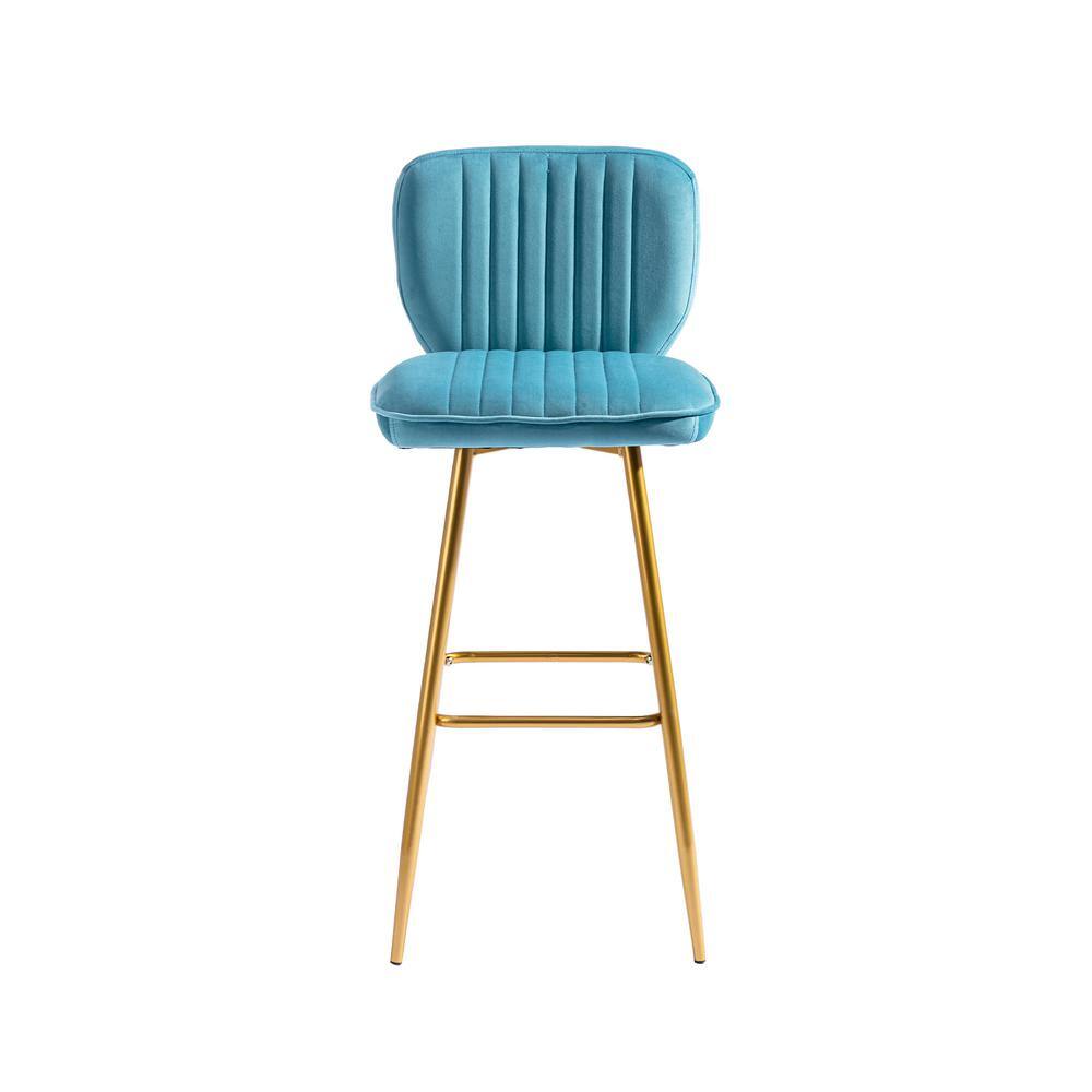 40.55 in. H Metal Blue Bar Stools with Low Back and Footrest