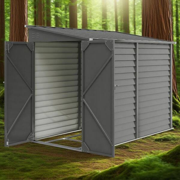 Zeus & Ruta 9 ft. W x 5 ft. D Dark Gray Metal Garden Shed for