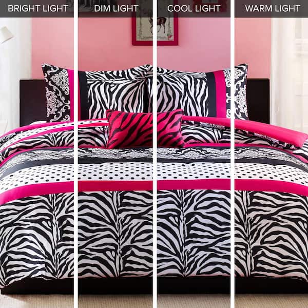 Intelligent Design Gemma 4-Piece Pink Microfiber Full/Queen Stripe