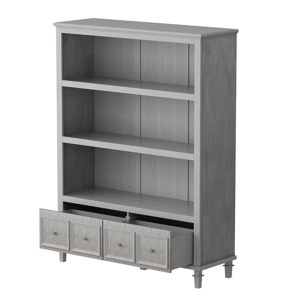 Light Gray MDF 3-Tier Accent Cabinet with Drawers