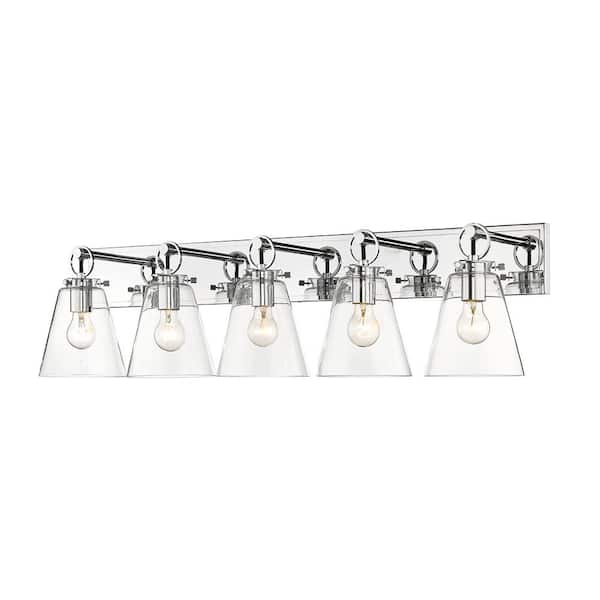 Unbranded Harper 39.75 in. 5 Light Chrome Vanity Light with Glass Shade