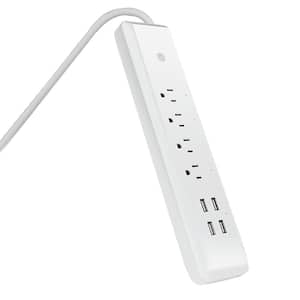 5 ft. Cord 15-Amp Alexa / Google Assistant Compatible Smart Wi-Fi 4-Outlet Power Strip with 4-USB Ports, White (12-Pack)