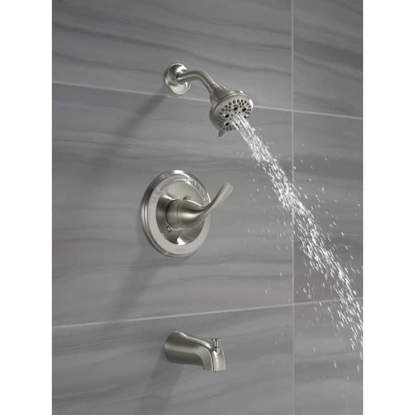 Classic 1-Handle Wall Mount Tub and Shower Faucet Trim Kit in Stainless (Valve Not Included)