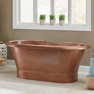 Thales 60 in x 29.5 in. Freestanding Bathtub with Center Drain in Antique Copper