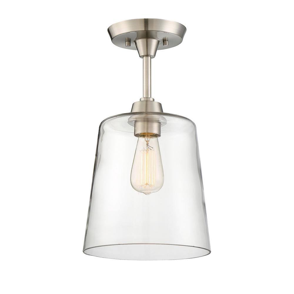 Savoy House 10" Brushed Nickel Clear Glass Ceiling Light