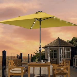 6.5 ft. x 6.5 ft. LED Square Patio Market Umbrella with UPF50+, Tilt Function and Wind-Resistant Design, Yellow