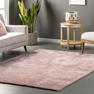 Loni Solid Machine Washable Shag Pink 6 ft. x 6 ft. Area Rug