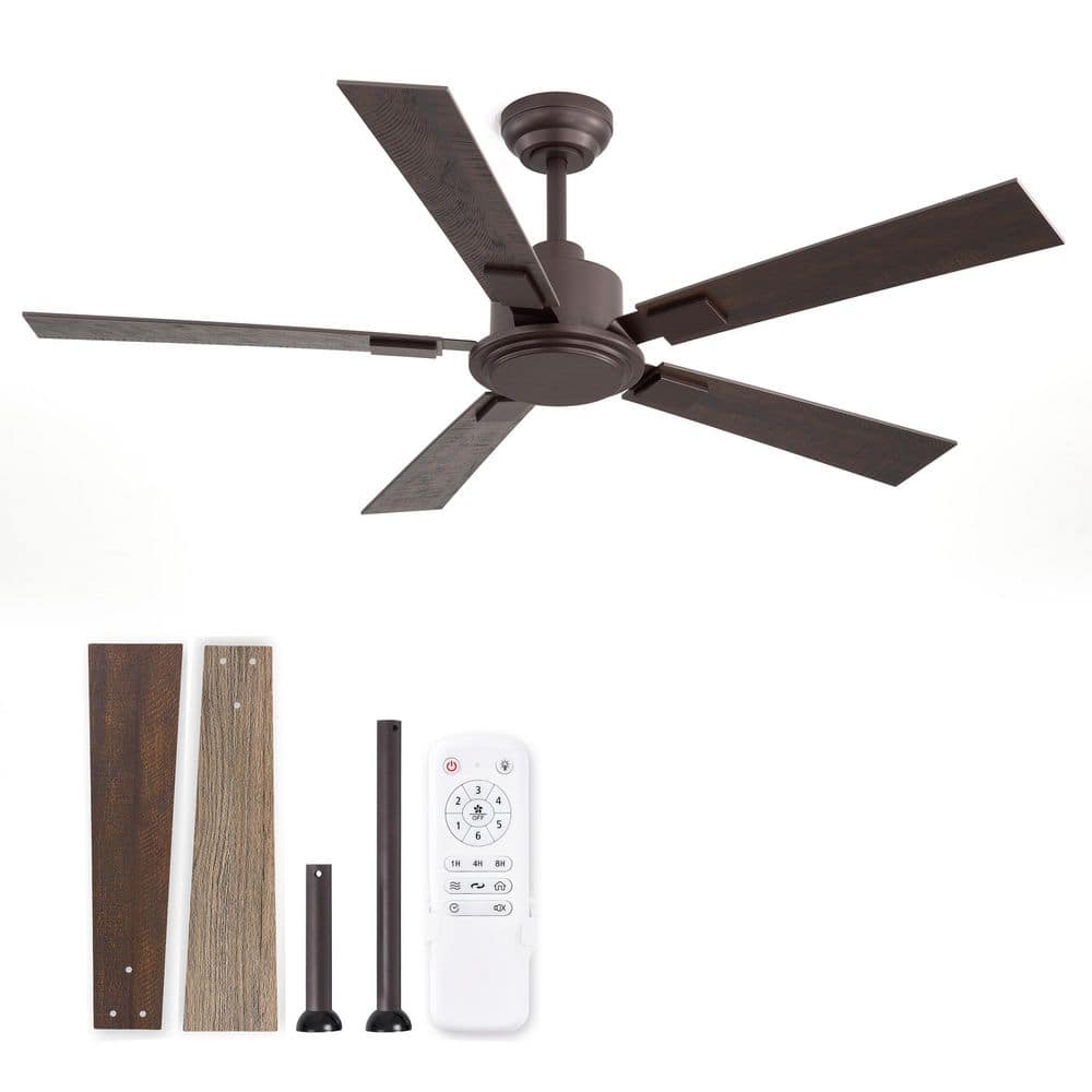 52 in. Indoor/Covered Outdoor Brown Quiet Downrod Mount Standard Ceiling Fan No Lights,DC Motor,Remote Control Included price history on PriceWatchPro