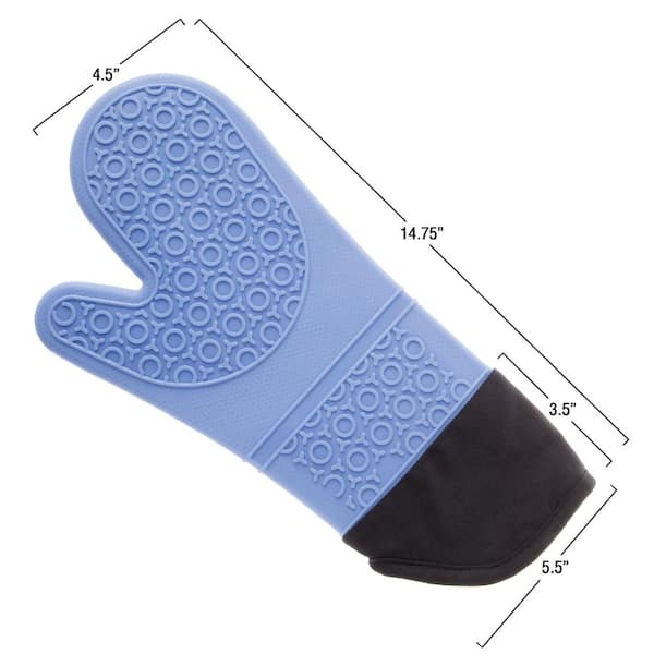 Lavish Home Silicone Blue Oven Mitts with Quilted Lining (2-Pack