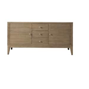 Linear 58.75 in. W x 19.50 in. D x 29.8 in. H Bath Vanity Cabinet Without Top in Whitewashed Walnut