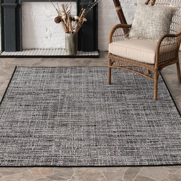 Wicker Weave Black 10 ft. x 13 ft. Indoor/Outdoor Area Rug