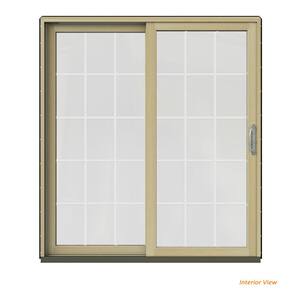 72 in. x 80 in. W-2500 Contemporary Black Clad Wood Left-Hand 15 Lite Sliding Patio Door w/Unfinished Interior