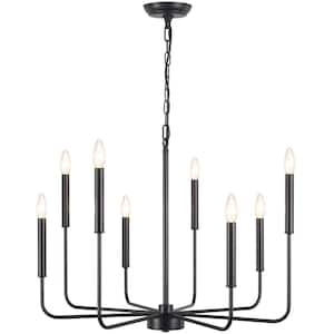 Mercer 8-Light Black Classic/Traditional Chandelier for Living Room, Kitchen Island with No Bulbs Included
