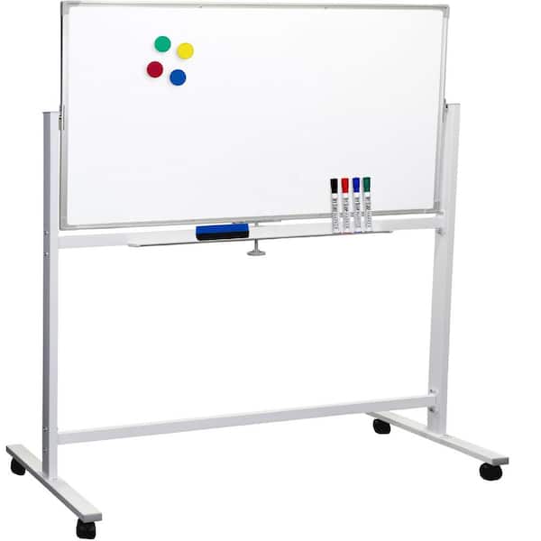 Excello 48 in. x32 in. Double Sided Rolling Whiteboard, White