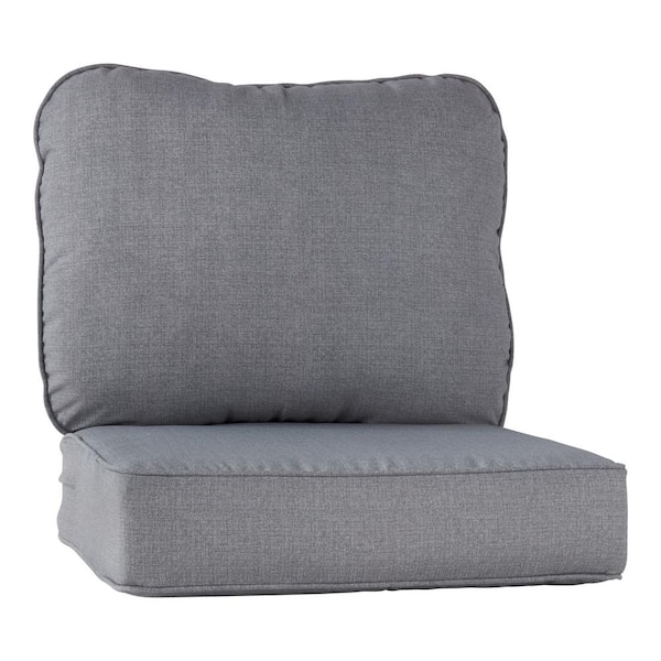 Greendale Home Fashions 24 in. x 24 in. 2-Piece Outdoor Deep Seat Lounge Chair Cushion in Heather
