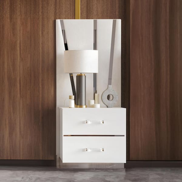 New Classic Furniture Europa White 2-Drawer Wood Nightstand with Panels