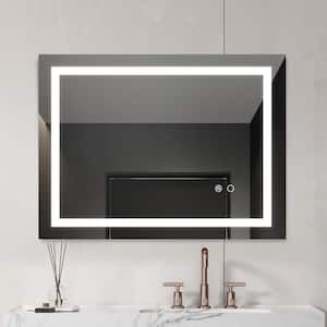 32 in. W x 24 in. H W Rectangular Aluminum Framed Wall Mounted LED Bathroom Vanity Mirror in Silver